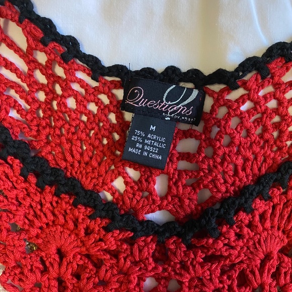 QUESTIONS BY SAY WHAT? Metallic Rainbow Crochet Boho Festival Top M - Picture 6 of 16